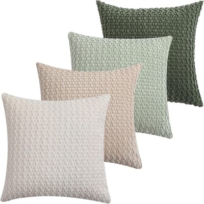 Set van 4 elegante boho kussenslopen 50 x 50 cm van zachte corduroy en pluizige fleece voor slaapkamerdecoratie