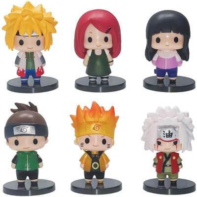 6 stuks/set 12cm Anime Naruto Shippuden Hinata Sasuke Itachi Kakashi Gaara anime figuur Q Versie PVC Figuren Speelgoed Poppen Kind Mooi Cadeau no box black