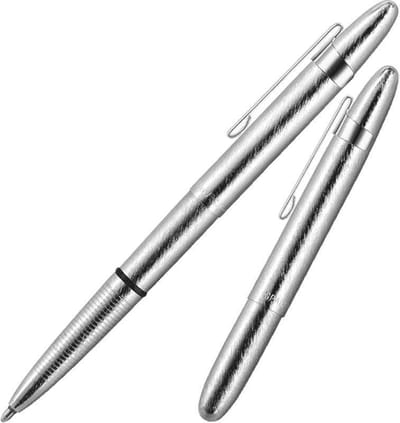 Bullet Space Pen, Geborsteld Chroom met Clip (#400BRCL)