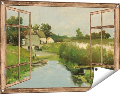 Gards Tuinposter Doorkijk Zomerdag - Johan Hendrik Weissenbruch - 90x60 cm - Tuindoek - Tuindecoratie - Wanddecoratie buiten - Tuinschilderij