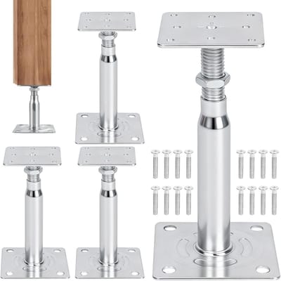 Verstelbare Paalsteun 145 mm - 190 mm, Set van 4, Roestbestendige Bevestiging voor Schuttingen, Carports en Pergola's