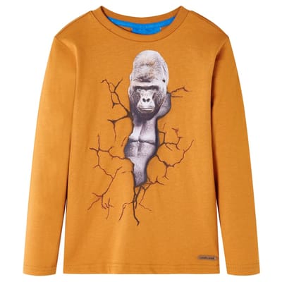 vidaXL Kindershirt met lange mouwen 104 donkerokerkleurig