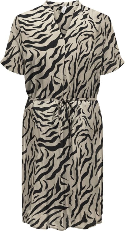ONLY CARMAKOMA CARNOVA LIFE SS V-NECK BLK DRESS Dames Jurk - Maat 54