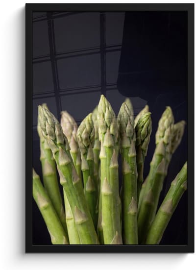 Poster in lijst - Fotolijst 40x60 cm - Posters - Asperges - Groen - Zwart - Posterlijst zwart - Decoratie - Wanddecoratie woonkamer - Muurdecoratie slaapkamer