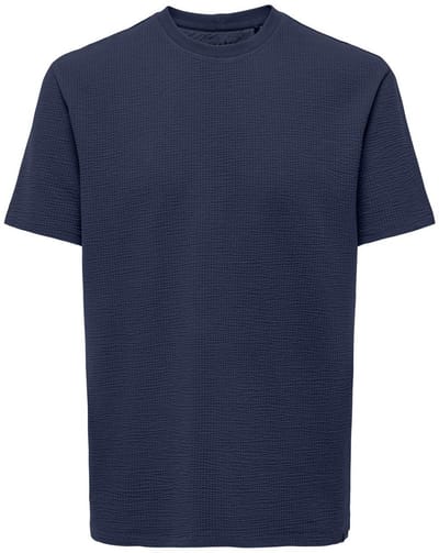 ONLY & SONS ONSKIAN LIFE REG SEERSUCKER SS TEE NOOS Heren T-shirt - Naval Academy