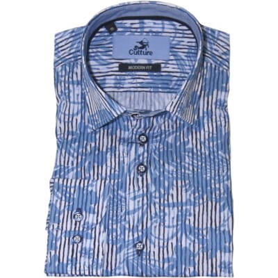 Culture - Lange mouw overhemd - Heren - XL - Blauw - Katoen - 214897-Modern