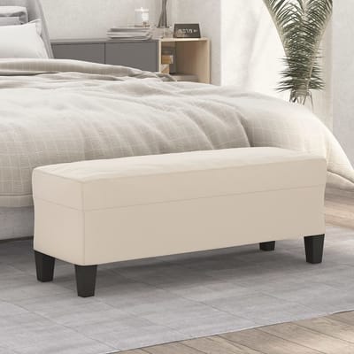 vidaXL - Bankje - 100x35x41 - cm - microvezelstof - crèmekleurig