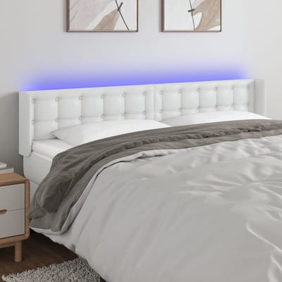 vidaXL - Hoofdbord - LED - 163x16x78/88 - cm - kunstleer - wit