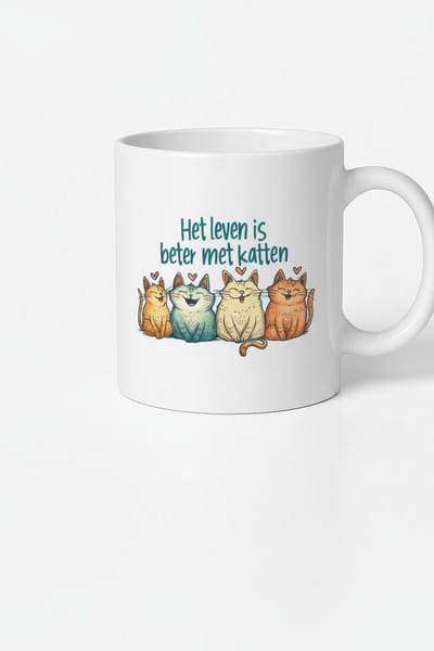 Katten Mok - Het leven is beter met katten - Keramische Koffiemok 330ml