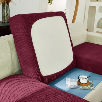 Housse de canapé tricotée en jacquard, housse de canapé pour salon, housse de canapé extensible lavable, housse de coussin de canapé pour la maison, l'hôtel 1R (50-63CM) vin