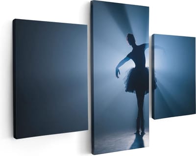 Artaza Canvas Schilderij Drieluik Ballerina Silhouet - Ballet - 90x60 - Foto Op Canvas - Canvas Print