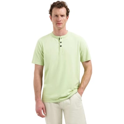 No Excess No Excess T-Shirt Granddad Half Button Melange Green  XL