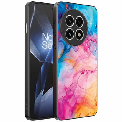 Geschikt voor OnePlus 13R Telefoonhoesje met Regenboog Acryl Marmer Opdruk - TPU Backcover Case Rainbow Acrylic Marble Design - Smartphonica geschikt voor OnePlus 13R