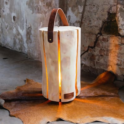 LEDR Wood Light - Cherry Wood L - Leather Edition - bijzettafel met sfeerlicht - robuust 100% hout - 45x25cm
