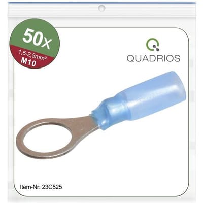 Quadrios 23C525 Ringkabelschoen Dwarsdoorsnede (max.): 2.5 mm² Schachtdiameter: 10.5 mm Deels geïsoleerd Blauw 50 stuk(s)