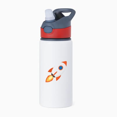 Hacebo® - Raketten waterfles met rietje rood - Raket - Astronauten - Spaceship - ruimteschip - water fles - 650ML