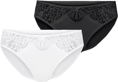 Merry Style Dames Slip Onderbroek - Katoen - Regular Taille - 2-Pack - MS-GAB-17-Hipsters-2P - (2Pack) Zwart/Wit - S