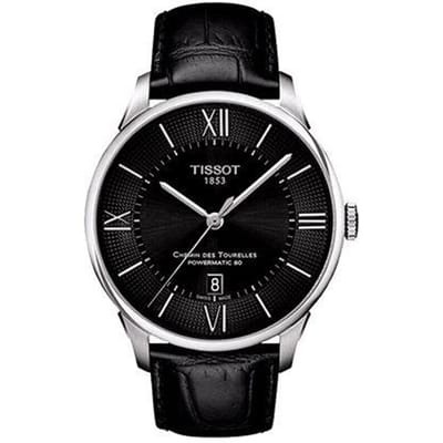 Tissot Dulur Serie Automatisch Mechanisch Uurwerk Zakelijk Klassiek Kalenderhorloge Herenhorloges Zwart Staal Leer T099.407.16.058.00 Regular Watch Box,Black black