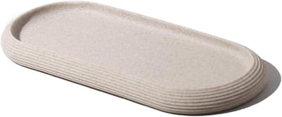 Thijox - Multifunctioneel Ovaal Hars Opbergvak - Decoratief Dienblad voor Badkamer, 26 x 11 x 2,3 cm, Beige - Ideaal voor Parfum, Kaarsen, Zeep, Handd