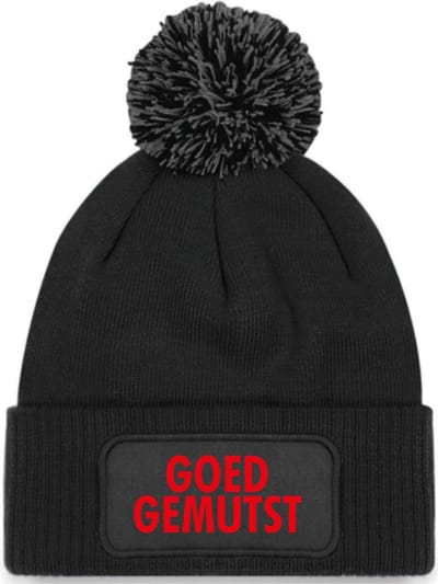 Goed gemutst wintermuts zwart pompoen | rood - soBAD. | Wintersport | Schaatsen | Après ski outfit Warme Muts voor Volwassenen | Heren en Dames Beanie | Schaatsen | Wintermuts