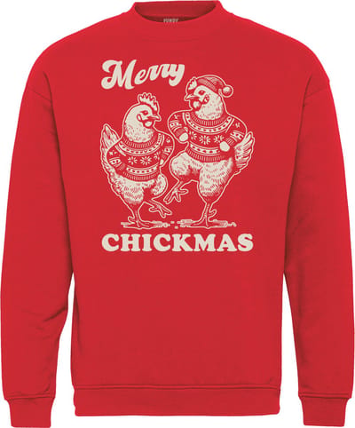 Kersttrui Merry Chickmas | Foute Kersttrui Dames Heren | Kerstcadeau | Kerstpakket | Rood | maat XS
