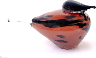 Vogel Glas “Red & Black” | Glazen Decoraties | Glazen dieren - handgemaakt - 30x14x14 cm beeld van glas rood zwart elk object is uniek