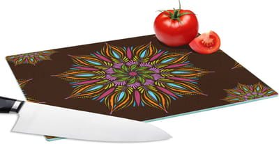Glazen Snijplank - 28x20 - Mandala - Design - Bohemian - Snijplanken Glas