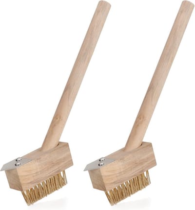 Stevige Onkruidborstel met Stalen Haren en Houten Steel voor Voegenonderhoud