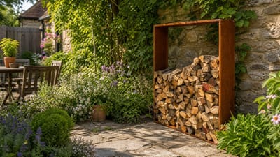 Houtopslag Cortenstaal 120x35x160 cm