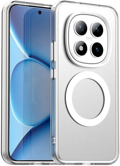 MagSafe Compatibel Backcover Hoesje Geschikt voor Xiaomi Redmi Note 15 Pro Plus - Wit & Semi-Transparant Design - Stijlvol & Goede Bescherming