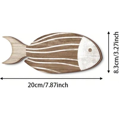 Décor Mural Poisson en Bois Thème Plage Nautique Côtier Sculpture Murale Poisson Bois Banc de Poissons Art Mural Maison de Lac Décoration Océan Ornements Vintage B multicolore