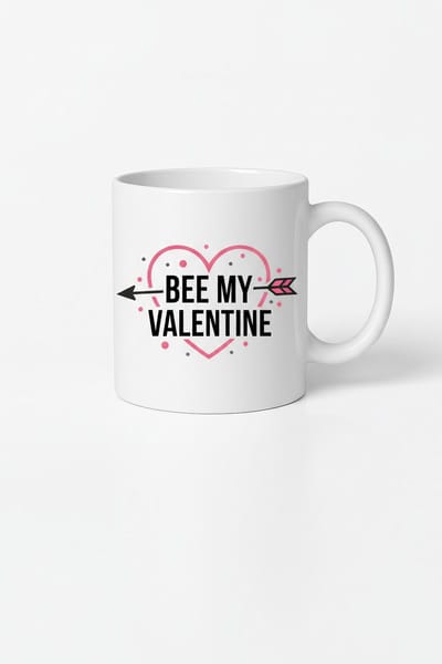 Valentijn Mok 'Bee My Valentine' met Hart & Amor Pijl Design | Romantisch Cadeau