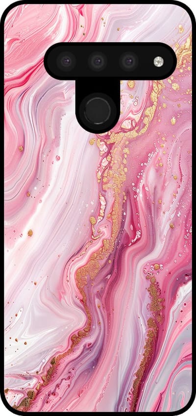 Smartphonica Telefoonhoesje Geschikt voor LG V50 met marmer opdruk - TPU backcover case marble design - Roze geschikt voor LG V50