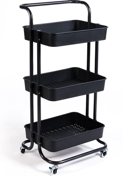 Muntel® Keukentrolley - Verrijdbaar En Vast - Op Wieltjes - Verrijdbaar En Vast - Serveerwagen - 3 Lagen - 87 x 42 x 32 cm