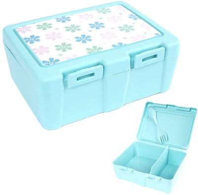 Orion - Lunchbox met Bestek - 1L - Blauw - Twee Compartimenten