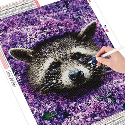 Peinture diamant raton laveur, broderie, point de croix, mosaïque d'animaux, strass, images 20X30CM black