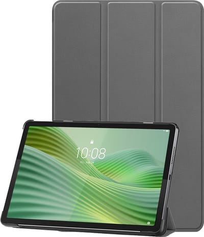 Hoesje Geschikt voor Lenovo Tab 10.1 inch - Dun & Stevig - Trifold Bookcase - Hard Cover - Hardcover Book Case - Tablet Hoes - Grijs