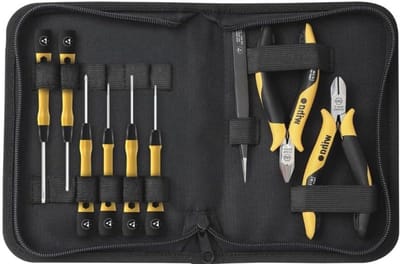 Gereedschapsset - Handgereedschap set Toolkit - Elektronica Reparatie - ESD Veilig - 10 Delig - Geel Zwart