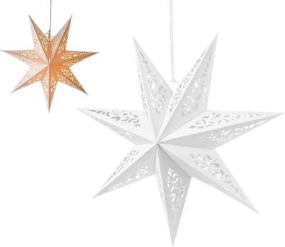 Hangende 3D Papieren Sterren voor Kerst, Nieuwjaar en Feestdecoraties - Witte Lanterns van 45 cm voor Raamdecoratie