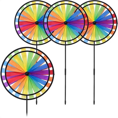 Windmolens - Tuindecoratie - Buiten versieren - Regenboog design - 92 cm hoog - Veelkleurig