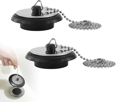 2x Universele Afvoerstop Rubber met Ketting voor Keuken, Badkamer en Douche - 40mm