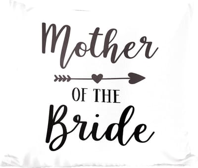 Sierkussens - Kussen - Moederdag quote ''mother of the bride'' op witte achtergrond - 50x50 cm - Kussen van katoen