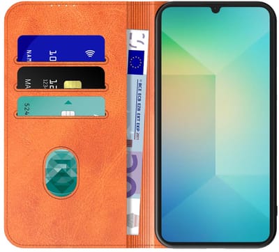 Geschikt voor Samsung Galaxy A06 Telefoonhoesje Bruin Kunstleer Met Magnetische Sluiting - Portemonnee BookCase Met Pasjeshouder - ProtX