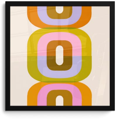 Poster in lijst - Fotolijst 40x40 cm - Posters - Stapel - Vormen - Geblokt - Oranje - Posterlijst zwart - Decoratie - Wanddecoratie woonkamer - Muurdecoratie slaapkamer