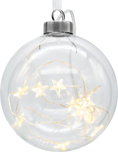 LED Kerstbal 10 cm - Transparant Glas - inclusief Timer