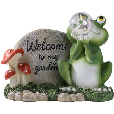 Tuin Zonne-energie Lichten Hars Kikker Vormige Decoratie Beeld Pad Verlichting Cartoon Schattige Decoratie voor Buiten gray