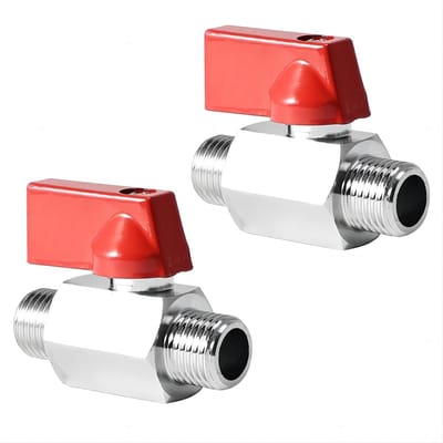 Allecto - Kogelkranen - 2 Stuks - Mini Kogelkraan 1/2 Inch Buitendraad - Koper - Kogelventielen - Afsluitschakelaar voor Waterleidingen