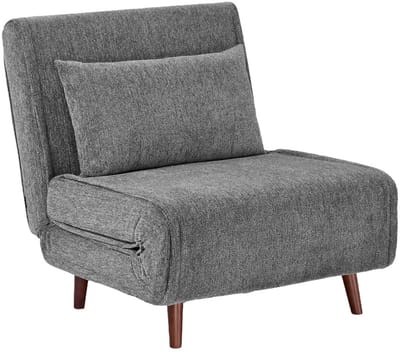 sweeek - Fauteuil met slaapfunctie van chenille stof houten poten - guest