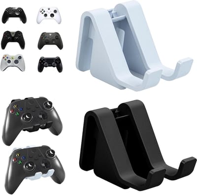Wandhouder voor hoofdtelefoon - opbergrek voor gaming accessoires - set van 2 - zwart en wit - geschikt voor PS4, PS5, Xbox One en Switch - wandmontage - headset houder