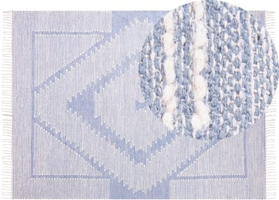 ANSAR - Laagpolig vloerkleed - Gebroken wit - 160 x 230 cm - Katoen